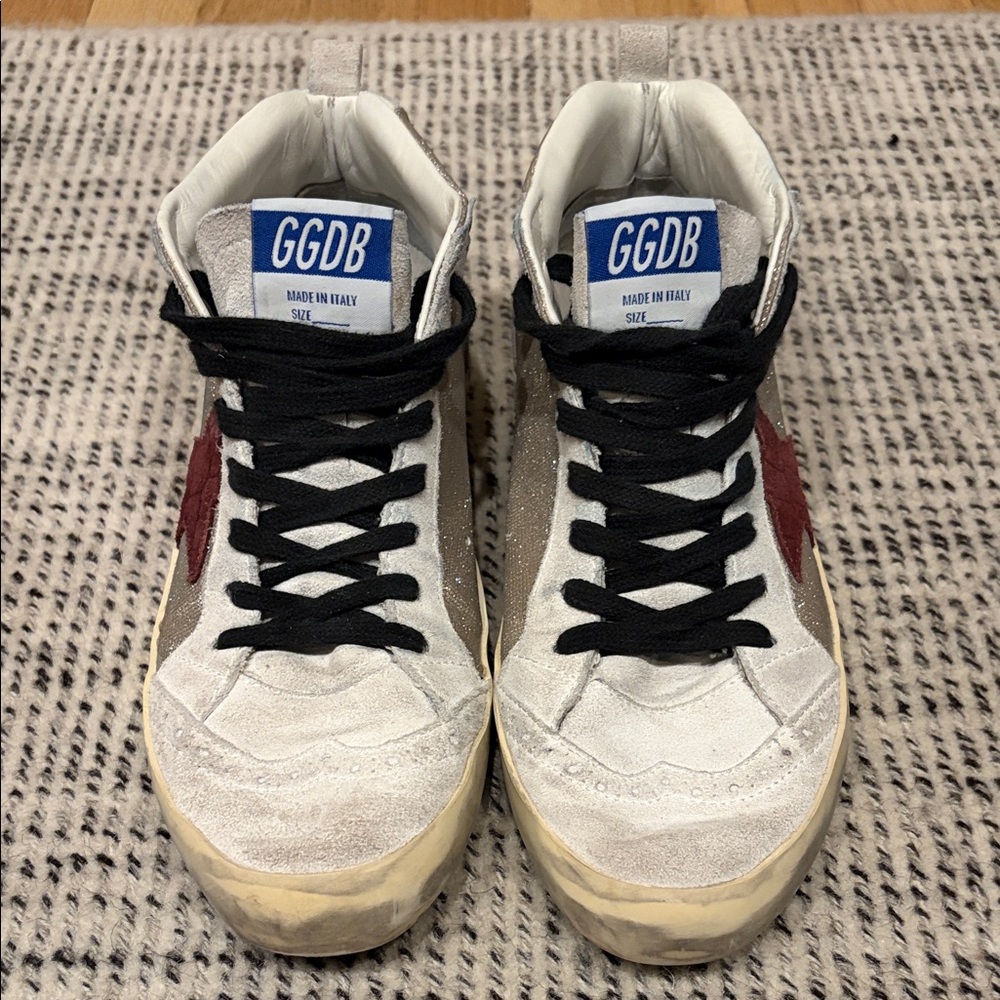 Golden Goose Women’s Midstar Sneaker | Size 38, White Suede with Gold Metallic